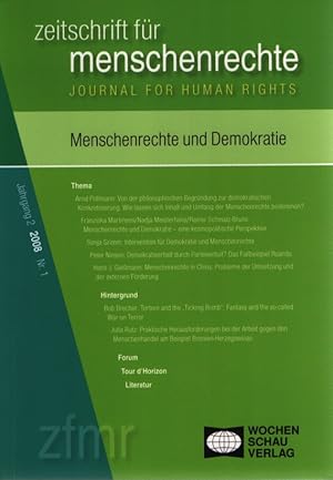 Seller image for Zeitschrift fr Menschenrechte: Menschenrechte und Demokratie. 2008 Nr. 1. for sale by Fundus-Online GbR Borkert Schwarz Zerfa