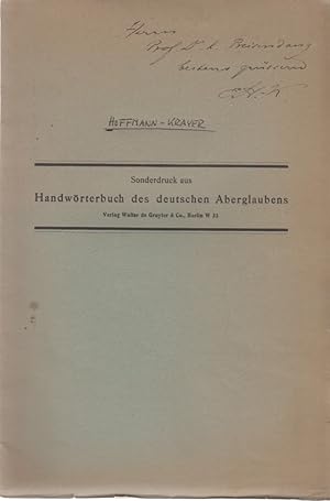 Bild des Verkufers fr Schlange. [Aus: Handwrterbuch des deutschen Aberglaubens]. zum Verkauf von Fundus-Online GbR Borkert Schwarz Zerfa