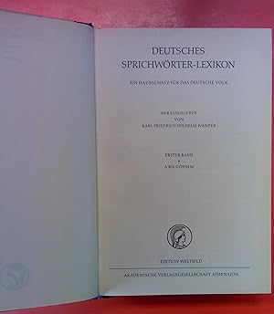 Seller image for Deutsches Sprichwrter-Lexikon - Erster Band: A bis Gothem for sale by biblion2