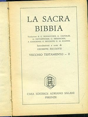 Immagine del venditore per La Sacra Bibbia vecchio testamento II venduto da Librodifaccia