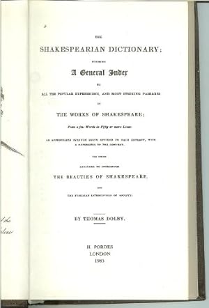 Bild des Verkufers fr The Shakespearian Dictionary zum Verkauf von WeBuyBooks