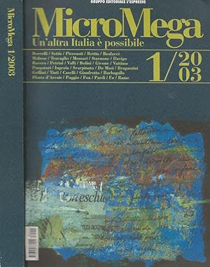 Bild des Verkufers fr MicroMega 1/2003 Un altra Italia  possibile zum Verkauf von Biblioteca di Babele