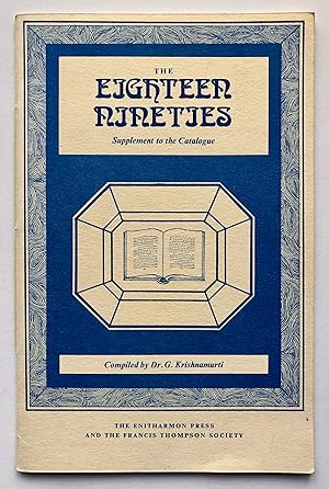 Seller image for The Eighteen Nineties: A Literary Exhibition, September 1973. Supplement to the Catalogue. for sale by George Ong Books