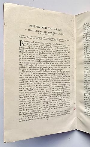 Imagen del vendedor de Britain and the Arabs (offprint from the Journal of The Royal Central Asian Society, vol. 46, 1959; issue 3-4) a la venta por George Ong Books