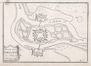 Imagen del vendedor de "Plan du Fortlouis du Rhein" - Fort-Louis Rhein Rhin Alsace Elsass gravure estampe a la venta por Antiquariat Steffen V�lkel GmbH