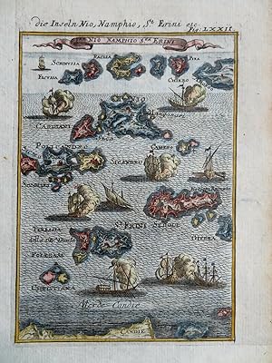 Cyclades Greek Islands Ios Anafi Santorini Sailing Ships 1686 Mallet map