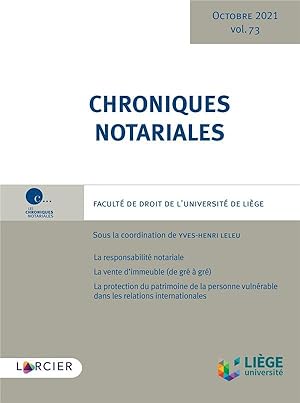 Seller image for chroniques notariales - volume 73 for sale by Chapitre.com : livres et presse ancienne