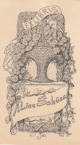 Seller image for Exlibris Alice Schurz. Blumenkorb. for sale by Antiquariat  Braun