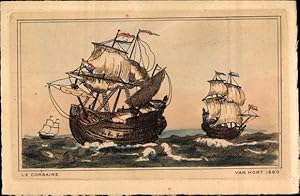 Bild des Verkufers fr Ansichtskarte / Postkarte Segelschiffe, Le Corsaire, Van Hort 1680 zum Verkauf von akpool GmbH