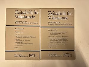Seller image for Zeitschrift fr Volkskunde. 69. Jg. 1973, 1.- und 2. Halbjahresbd. Halbjahresschrift der Deutschen Gesellschaft fr Volkskunde. for sale by Der Buchfreund