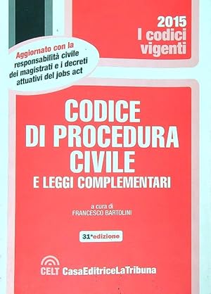 Bild des Verkufers fr Codice di procedura civile e leggi complementari zum Verkauf von Librodifaccia