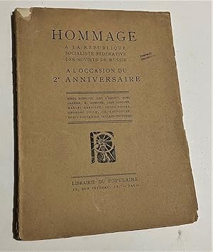 Hommage à la République Socialiste Fédérative des Soviets de Russie à l'occasion du 2e Anniversaire.