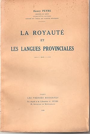 La Royauté et les langues provinciales