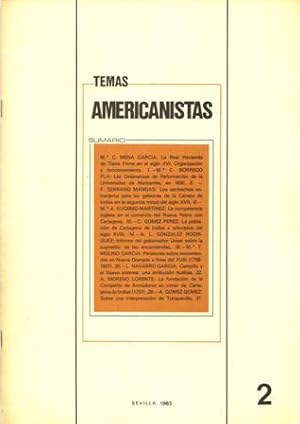 Imagen del vendedor de TEMAS AMERICANISTAS.- 14 volmenes. Nmeros 1-17 (excepto 4, 12 y 16). Colaboradores: M del Carmen Borrego Pla, M del Carmen Mena Garca, Antonio Gutirrez Escudero, A. Moreno Lorente, Emilio Gmez Piol, M. L. Laviana Cuetos, Luis Navarro Garca, Frdrique Langue, J. de la Puente Brunke, Silvio Zabala, ngel lvarez Romero, Jos Luque Azcona, Sigfrido Vzquez Cienfuegos. a la venta por Librera y Editorial Renacimiento, S.A.