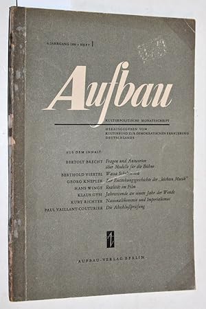 Aufbau. Kulturpolitische Monatsschrift. Mit literarischen Beiträgen. 6. Jahrgang 1950 - Heft 1. H...