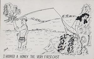 Bild des Verkufers fr fishing postcard: I Hooked a Honey the Very First Cast zum Verkauf von Mobyville