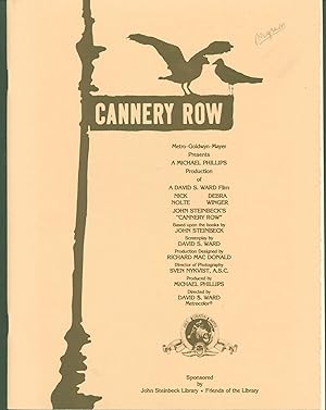 Image du vendeur pour Cannery Row Program (World Premier, Sherwood Hall, January 29, 1982) mis en vente par Eureka Books