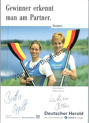 Original Autogramm Britta Oppelt & Kathrin Boron Rudern /// Autograph signiert signed signee