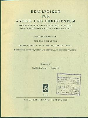 Bild des Verkufers fr Reallexikon fur Antike und Christentum. Lieferung 93/ Graffito I- Gregor II zum Verkauf von Librodifaccia