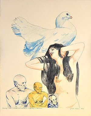 Hommage a Picasso. 1973. [Signierte Original-Farbzeichnung / signed original colored drawing].