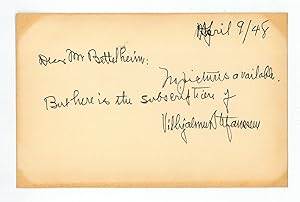 Seller image for Autograph quotation signed. for sale by Antiquariat INLIBRIS Gilhofer Nfg. GmbH