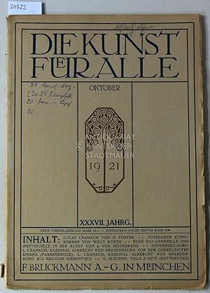 Die Kunst für alle. (Einzelheft Oktober 1921, 37. Jg.)