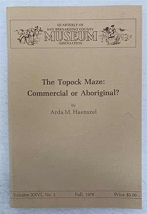 Bild des Verkufers fr The Topock Maze: Commercial or Aboriginal? zum Verkauf von Peninsula Books