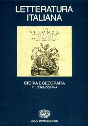 Imagen del vendedor de Letteratura Italiana. Storia e geografia. Vol.II,tomo I: L'Et Moderna. a la venta por FIRENZELIBRI SRL