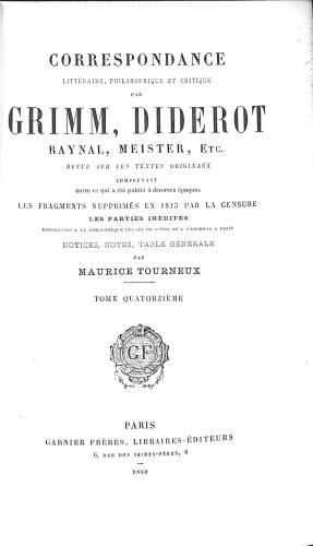 Imagen del vendedor de Correspondance litteraire, philosophique et critique par Grimm, Diderot a la venta por WeBuyBooks