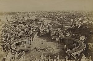 Italy Roma St. Peter's Square Panorama from Basilica Old Photo 1880