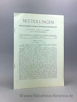 Immagine del venditore per Mitteilungen der Bayerischen Botanischen Gesellschaft zur Erforschung der heimischen Flora (e.V.). 4. Bd., No. 8. venduto da Bibliotheca Botanica