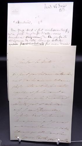 Saint Marc Girardin [1801-1873] SIGNED 2 page letter. Journalist and Man of Letters. With a singl...