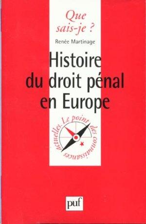 Image du vendeur pour Histoire du droit pnal en Europe mis en vente par Chapitre.com : livres et presse ancienne