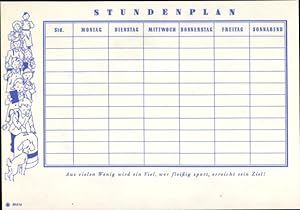 Bild des Verkäufers für Stundenplan, Sparkassen Verlag, Märchen, Baron Münchhausen, Künstler Koser Michaels um 1950 zum Verkauf von akpool GmbH