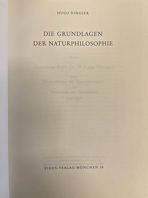 Seller image for Die Grundlagen der Naturphilosophie. for sale by Wissenschaftl. Antiquariat Th. Haker e.K