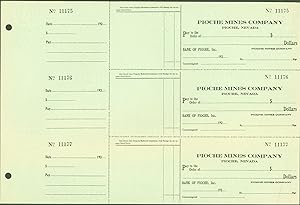 Pioche Mines Company, Pioche Nevada, Bank of Pioche, Inc. (sheet of 3 blank checks)