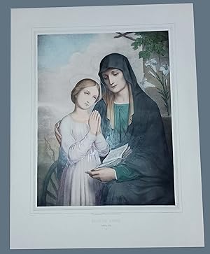 Sainte Anne Santa Ana litografia XIX Sec. acquarellata Llanta Manche Bouasse