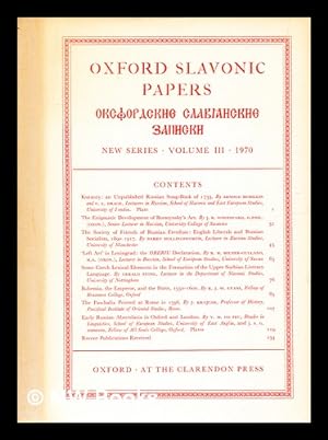 Imagen del vendedor de Oxford Slavonic Papers / [Volume III] a la venta por MW Books Ltd.