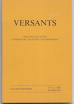 Philippe Jaccottet, Littérature italienne contemporaine, in Revue Versants N° 11. 1987