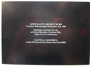 Seller image for Lewis Baltz Recent Work Castelli Graphics 1985 Exhibition invite postcard for sale by ANARTIST