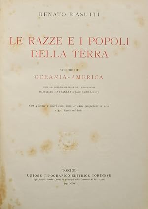 Bild des Verkufers fr LE RAZZE E I POPOLI DELLA TERRA, OCEANIA - AMERICA. zum Verkauf von Livraria Castro e Silva