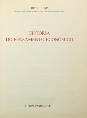 Seller image for HISTRIA DO PENSAMENTO ECONMICO. for sale by Livraria Castro e Silva