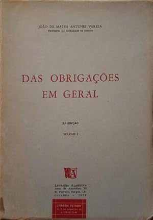 Seller image for DAS OBRIGAES EM GERAL, VOLUME I. [2. EDIO] for sale by Livraria Castro e Silva