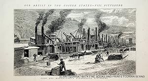 PITTSBURGH, Pennsylvania, Ohio and Monongahela steamboats, antique print ca. 1875