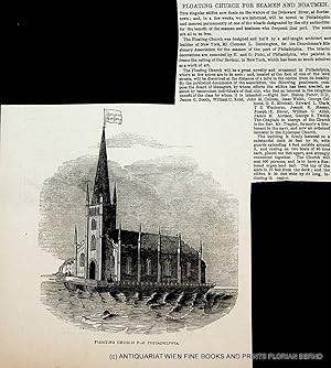 PHILADELPHIA, Pennsylvania, Floating Church antique print 1849