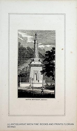 BALTIMORE, Battle Monument, Maryland, U.S. A., antique print ca. 1850