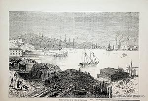 BALTIMORE, Maryland, general view, antique print ca. 1870