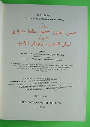 Image du vendeur pour The Divan I Hafiz.Vols. I. & II. mis en vente par EmJay Books