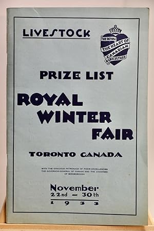 Livestock prize list, Royal Winter Fair 1933