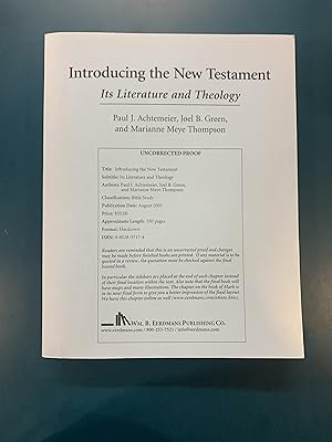 Immagine del venditore per Introducing the New Testament: Its Literature and Theology venduto da Regent College Bookstore